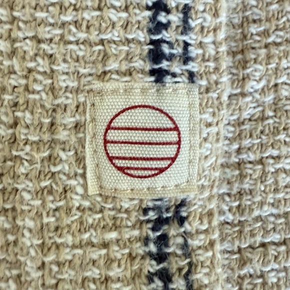 Marine Layer Striped Button-Front Shirt Men’s Large Beige Navy Cotton - Picture 5 of 14